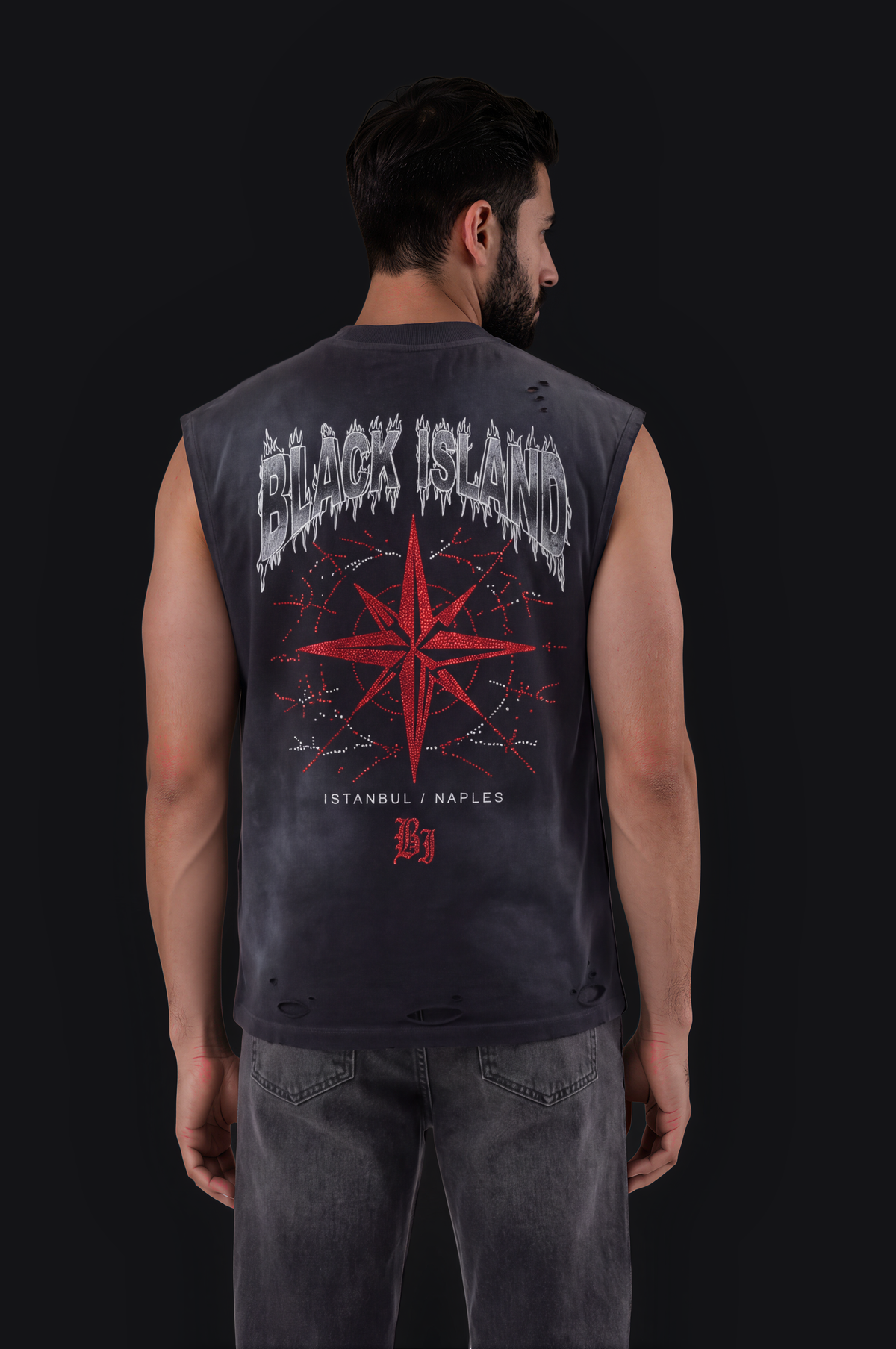 Black Island Lips Sleeveless Tee – Black — Men