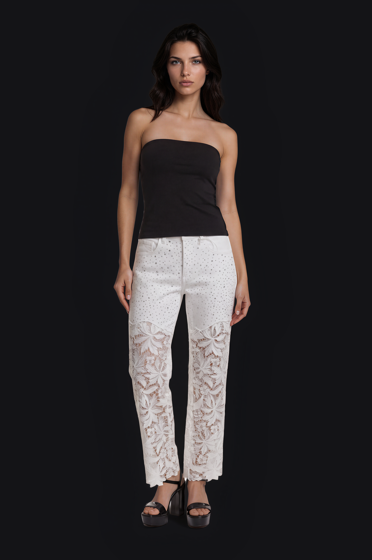 Crystal Lace Pants – White