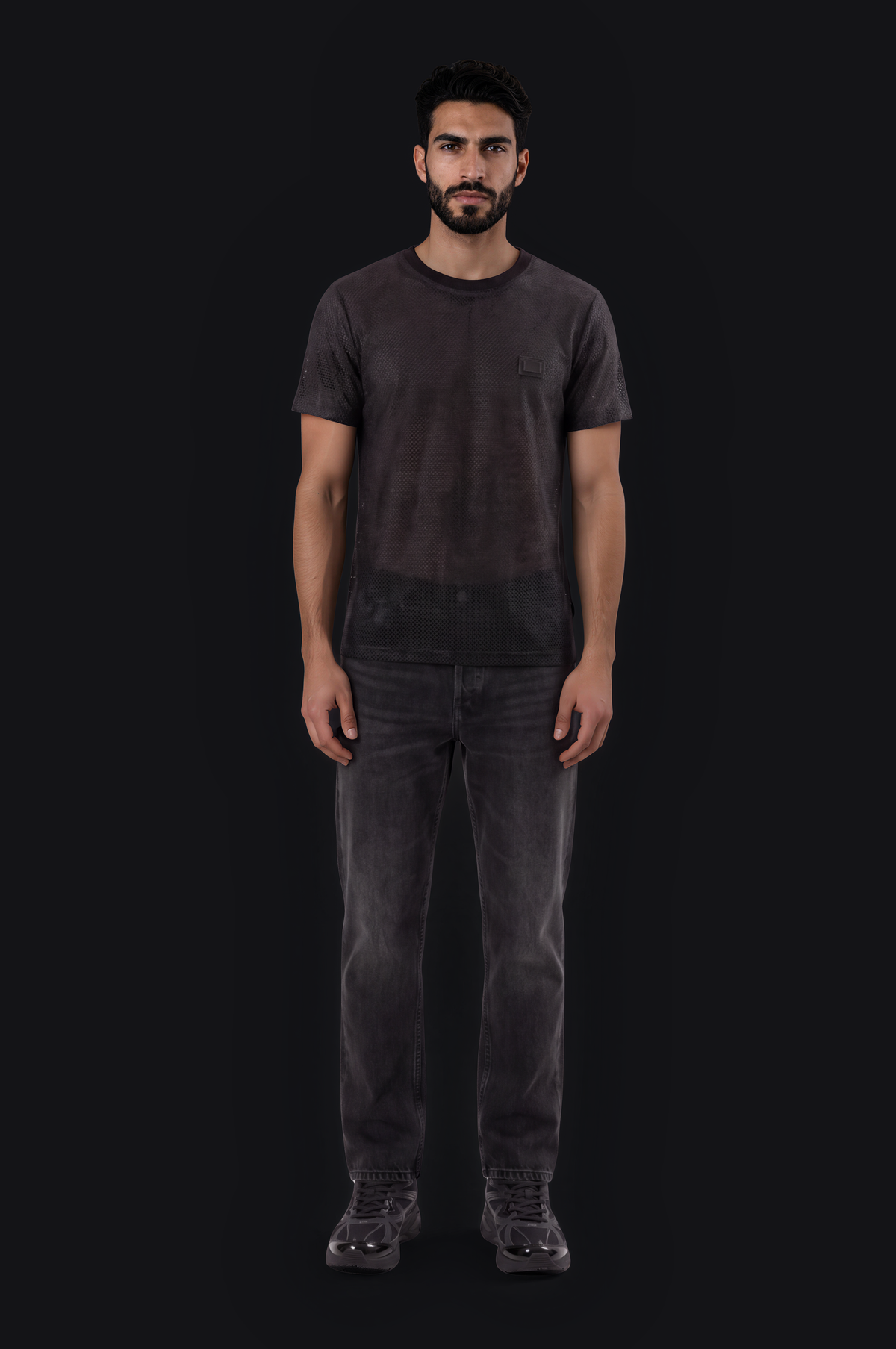 Mesh Plate Tee – Black