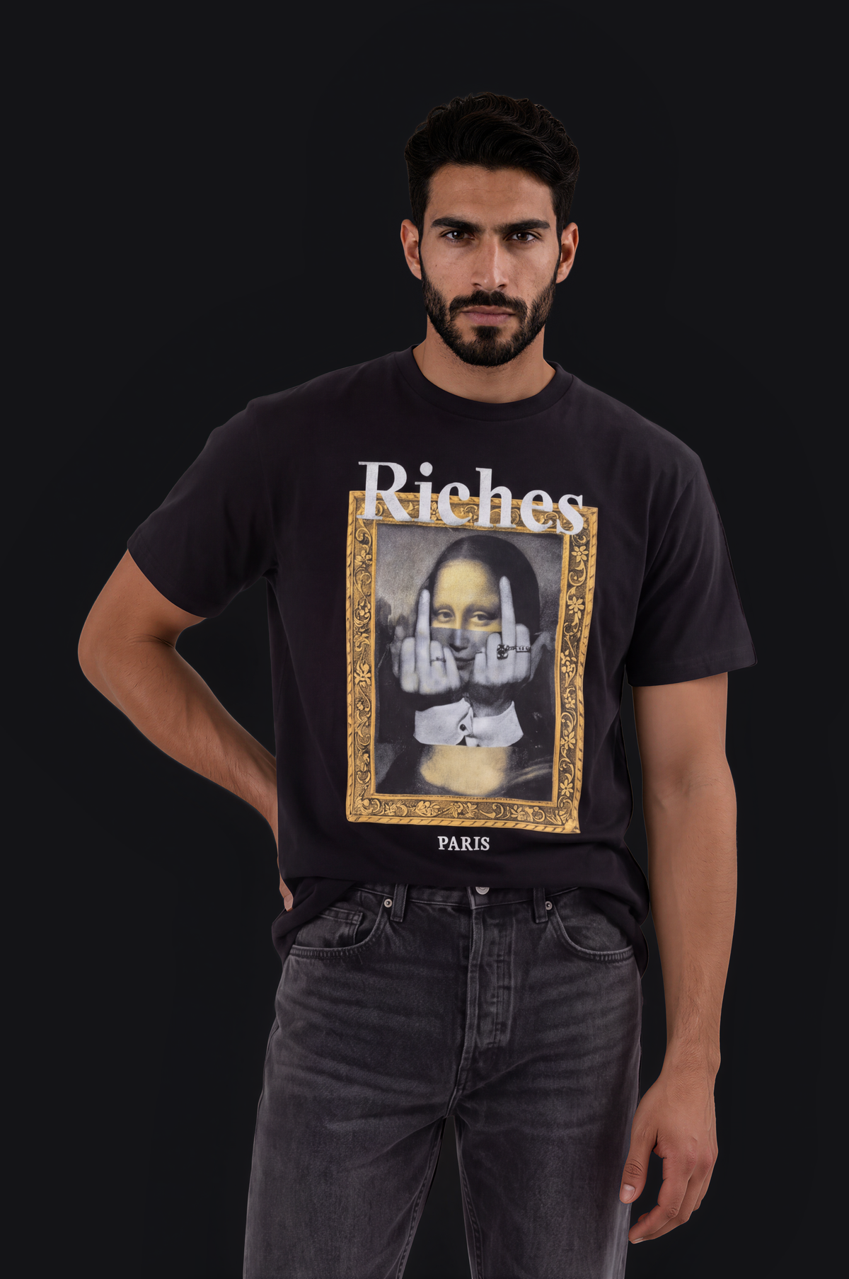 Riches Mona Lisa Graphic Tee – Black