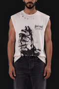 Black Island Fist Sleeveless Tee – White