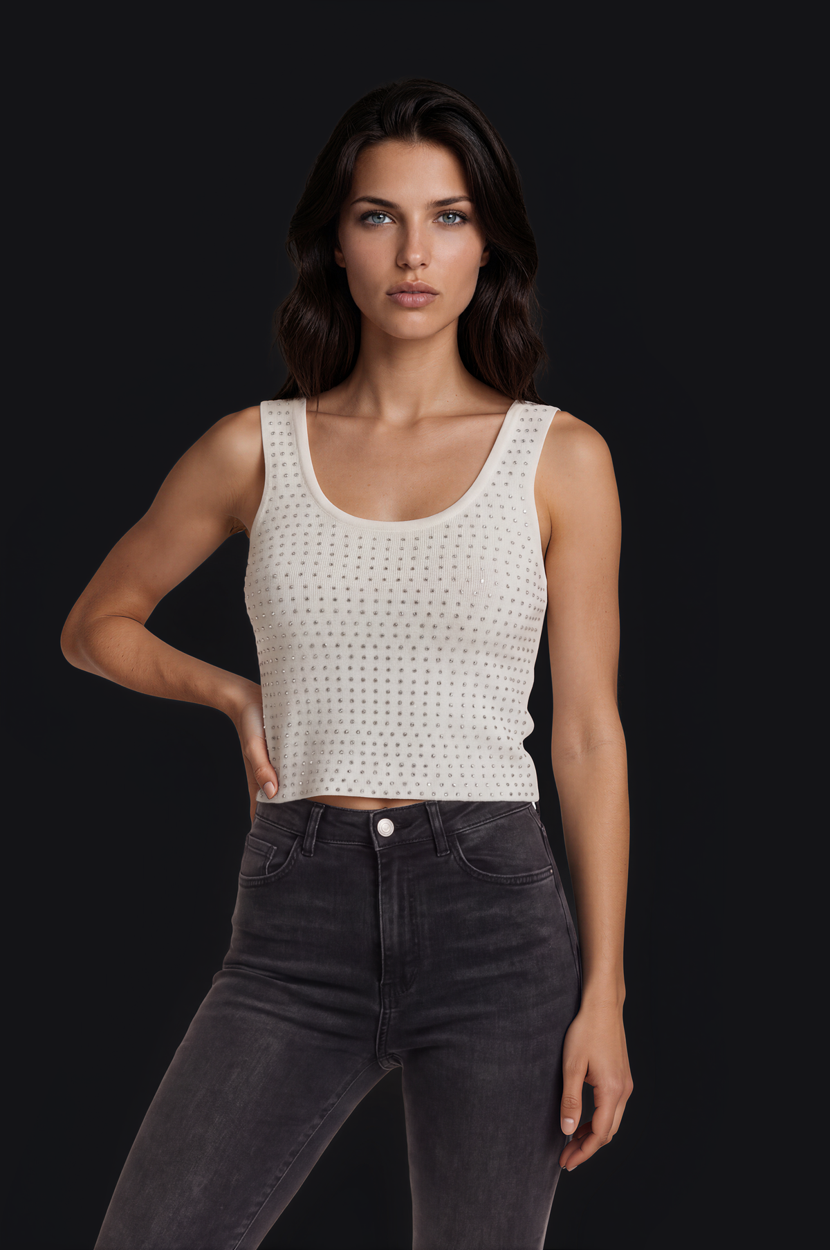 Crystal Tank Top – White