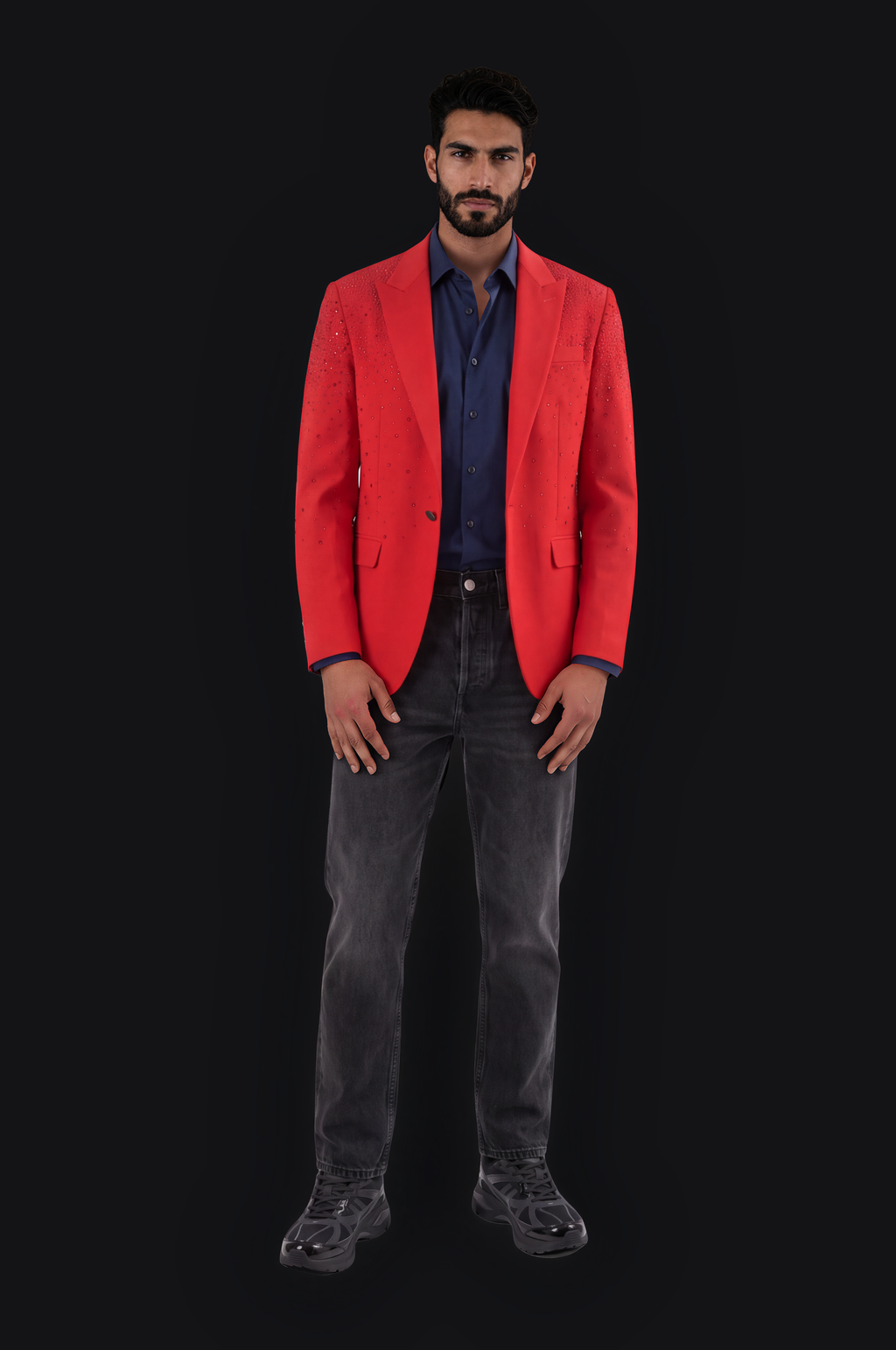 Ombré Crystal Blazer – Red — Men