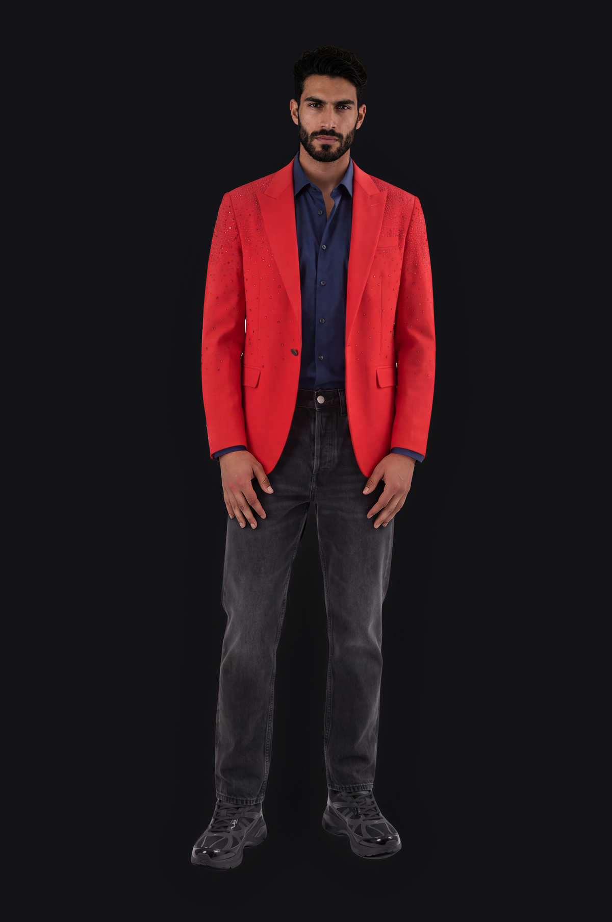 Ombré Crystal Blazer – Red — Men