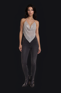 Crystal Mesh Halter Top – Silver