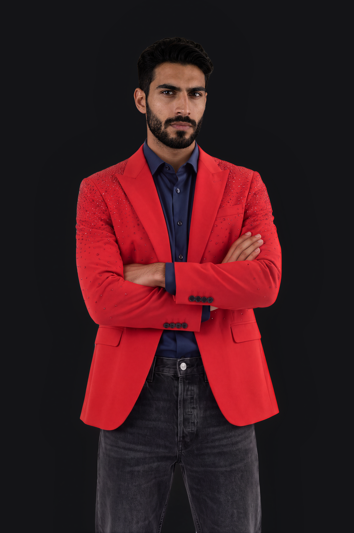 Ombré Crystal Blazer – Red — Men