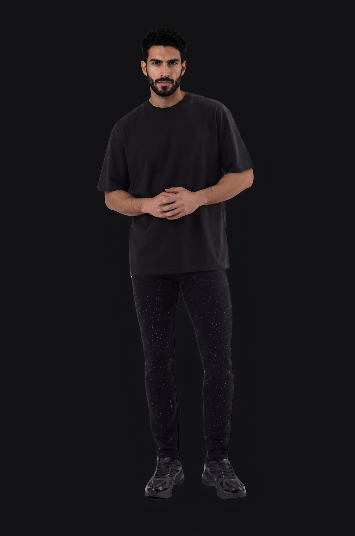 Silver Crystal Slim Jeans – Black — Men