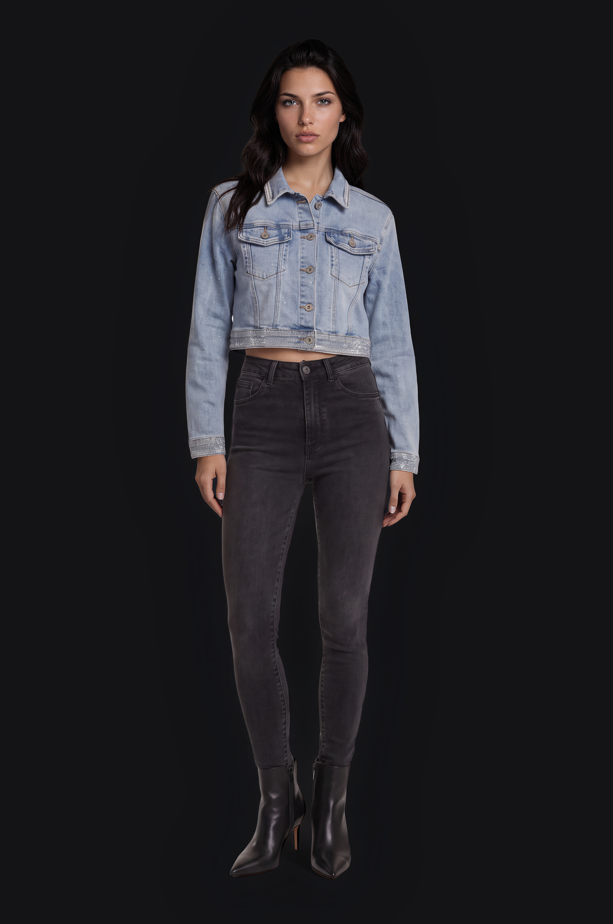 Cropped Denim Jacket – Blue