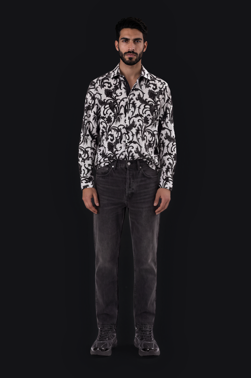 Baroque Print Shirt – Black & White