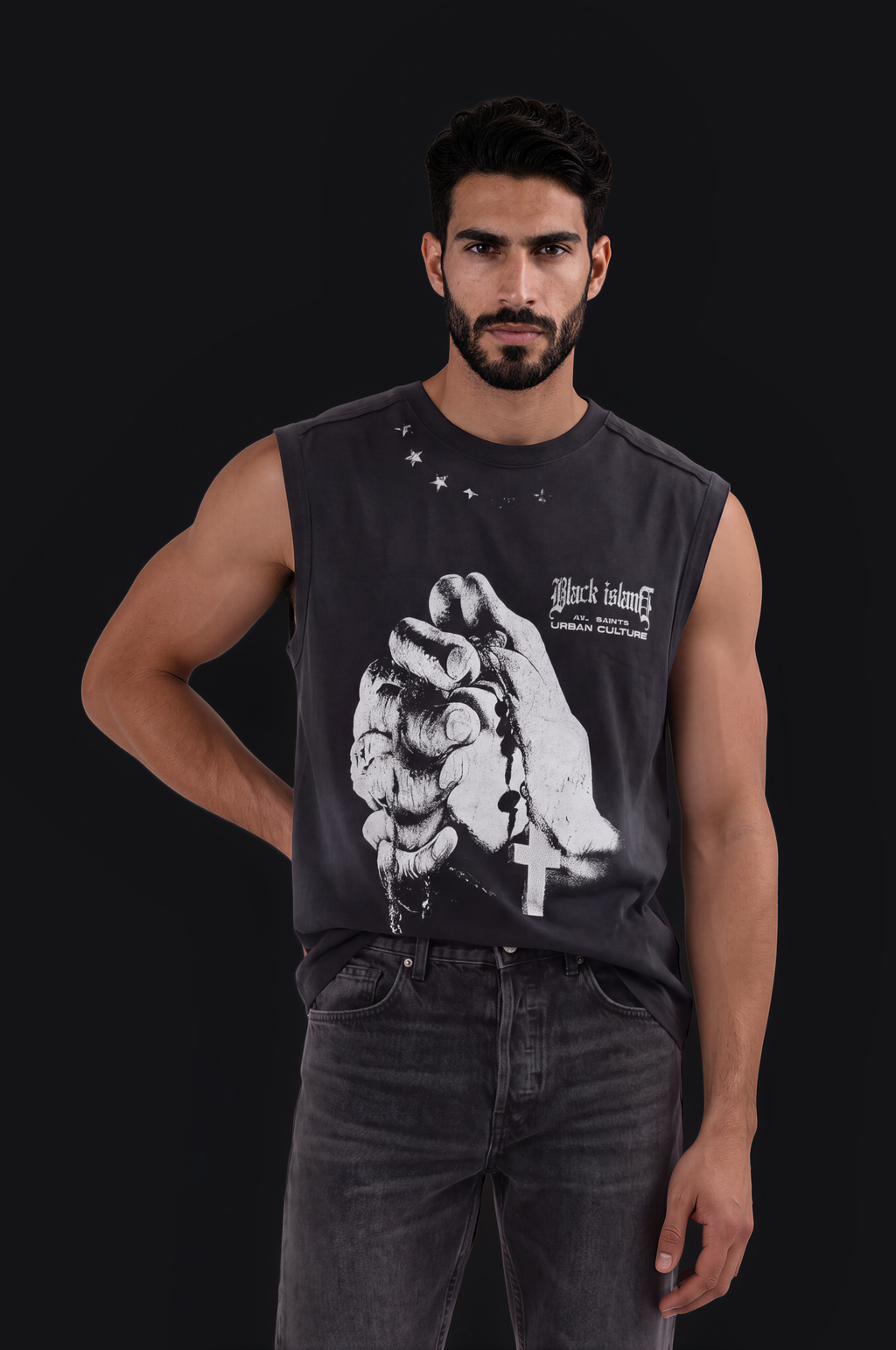 Black Island Fist Sleeveless Tee – Black