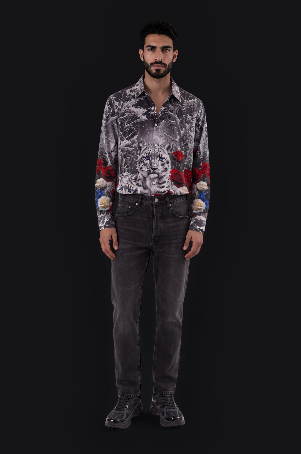 Leopard & Roses Print Shirt