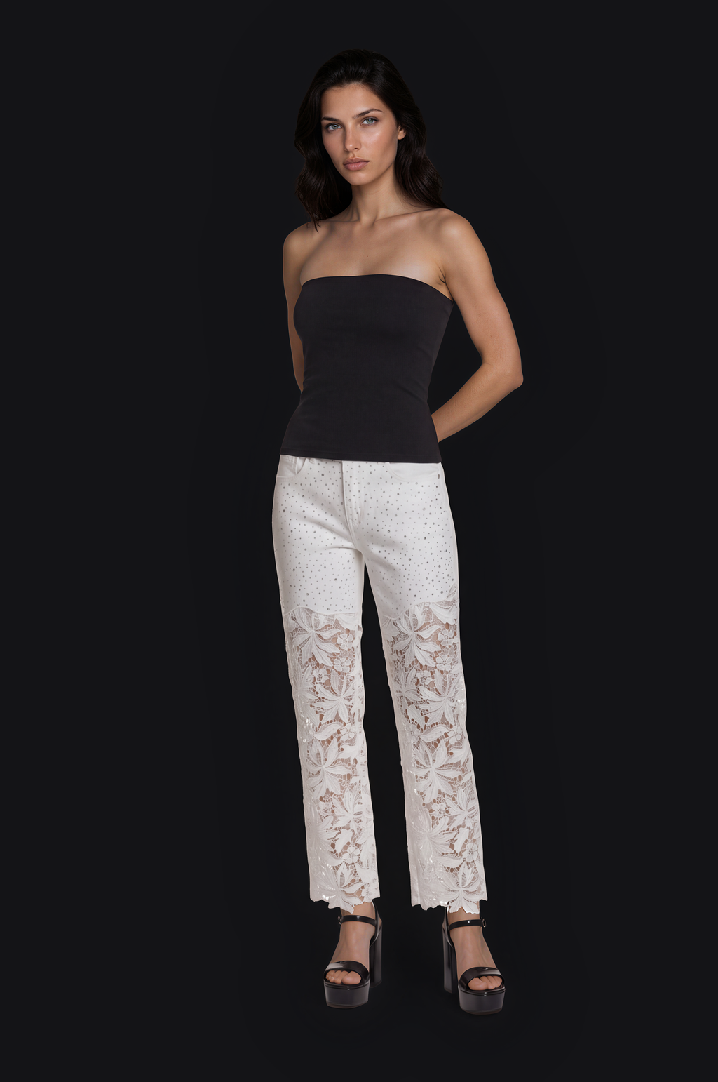 Crystal Lace Pants – White