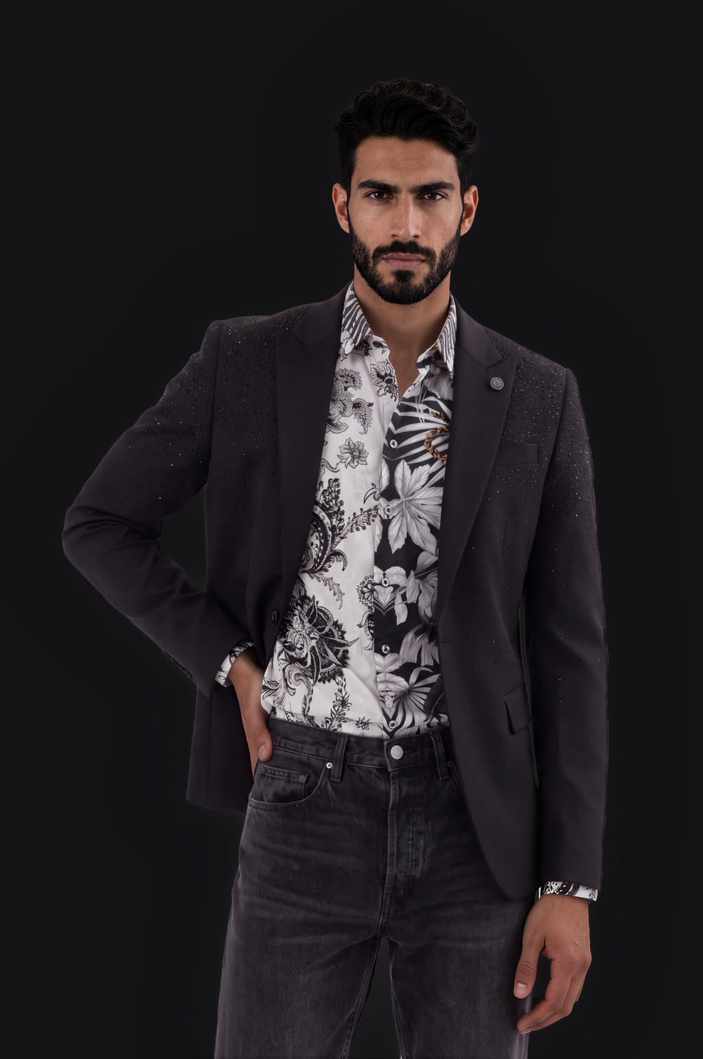 Rhinestone Blazer – Black