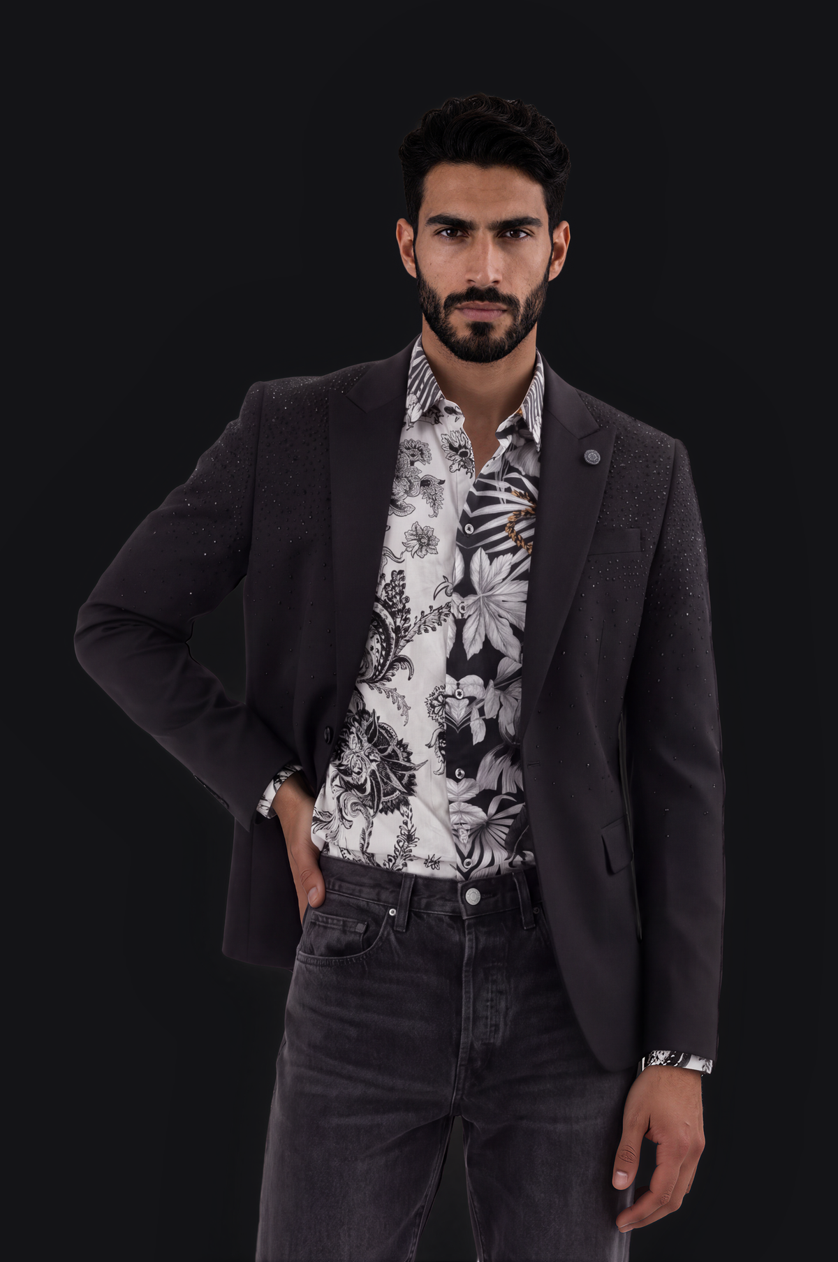 Rhinestone Blazer – Black