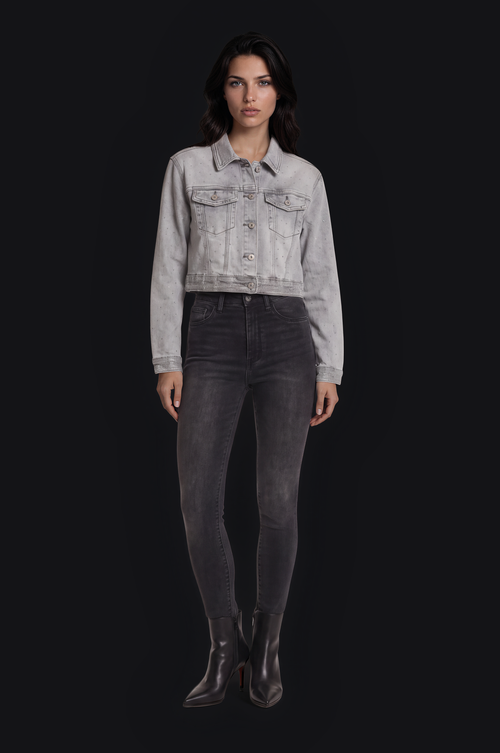 Cropped Denim Jacket – Light Grey