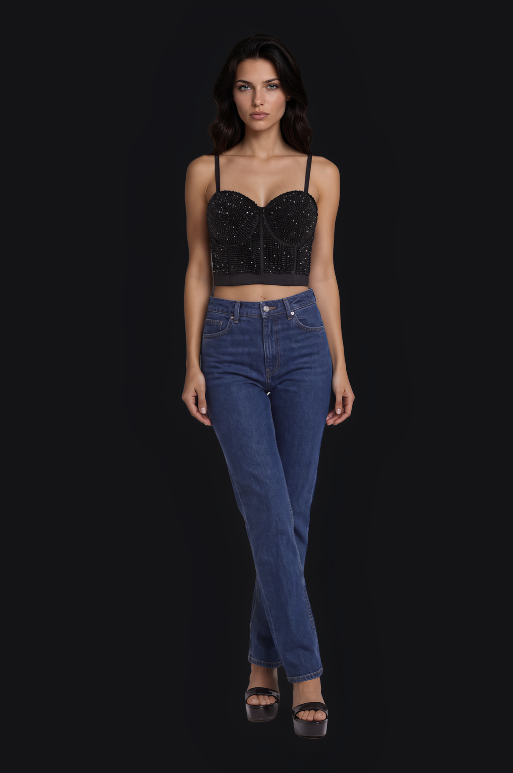 Beaded Bustier – Black — Women