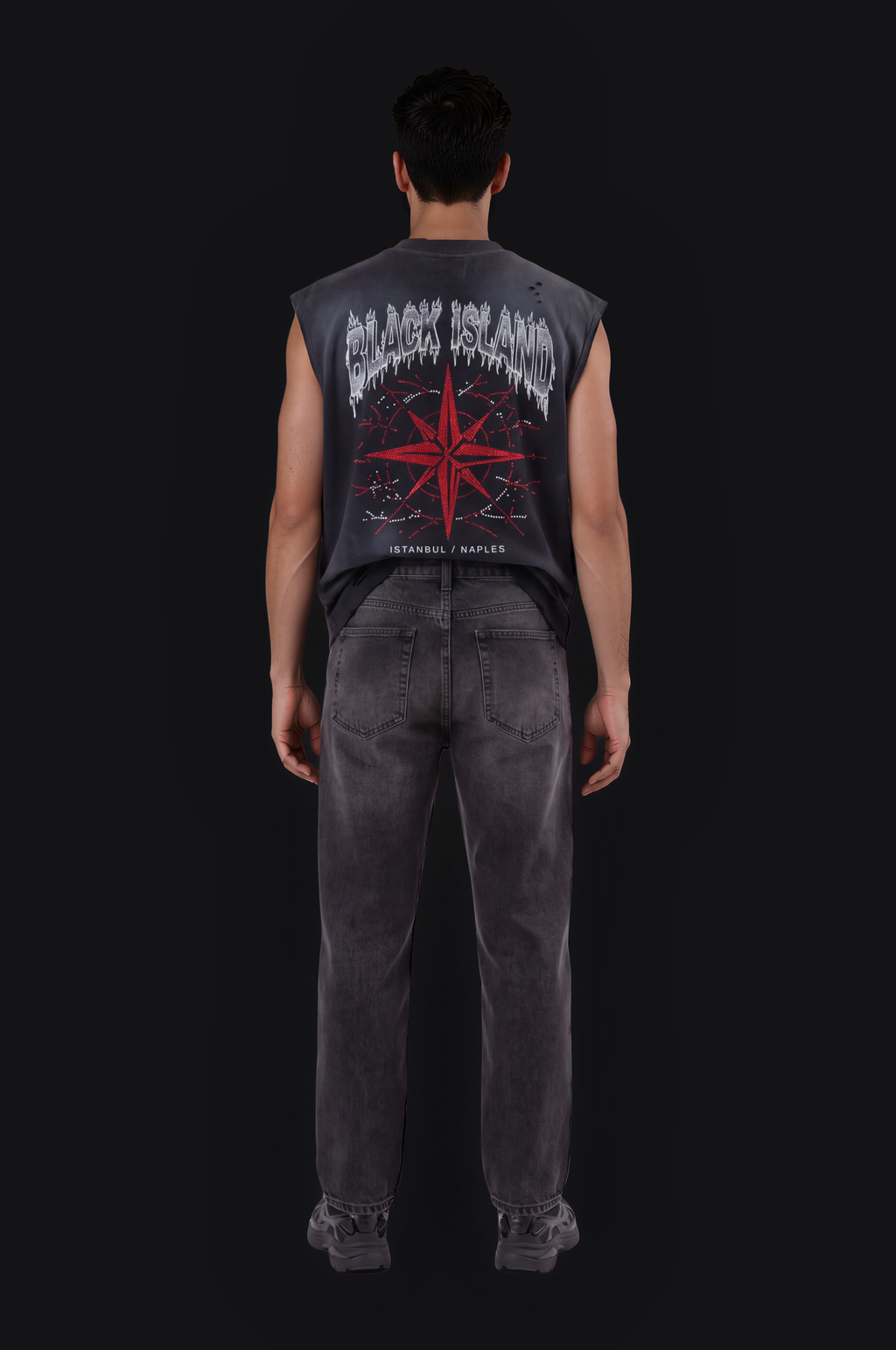 Black Island Lips Sleeveless Tee – Black — Men