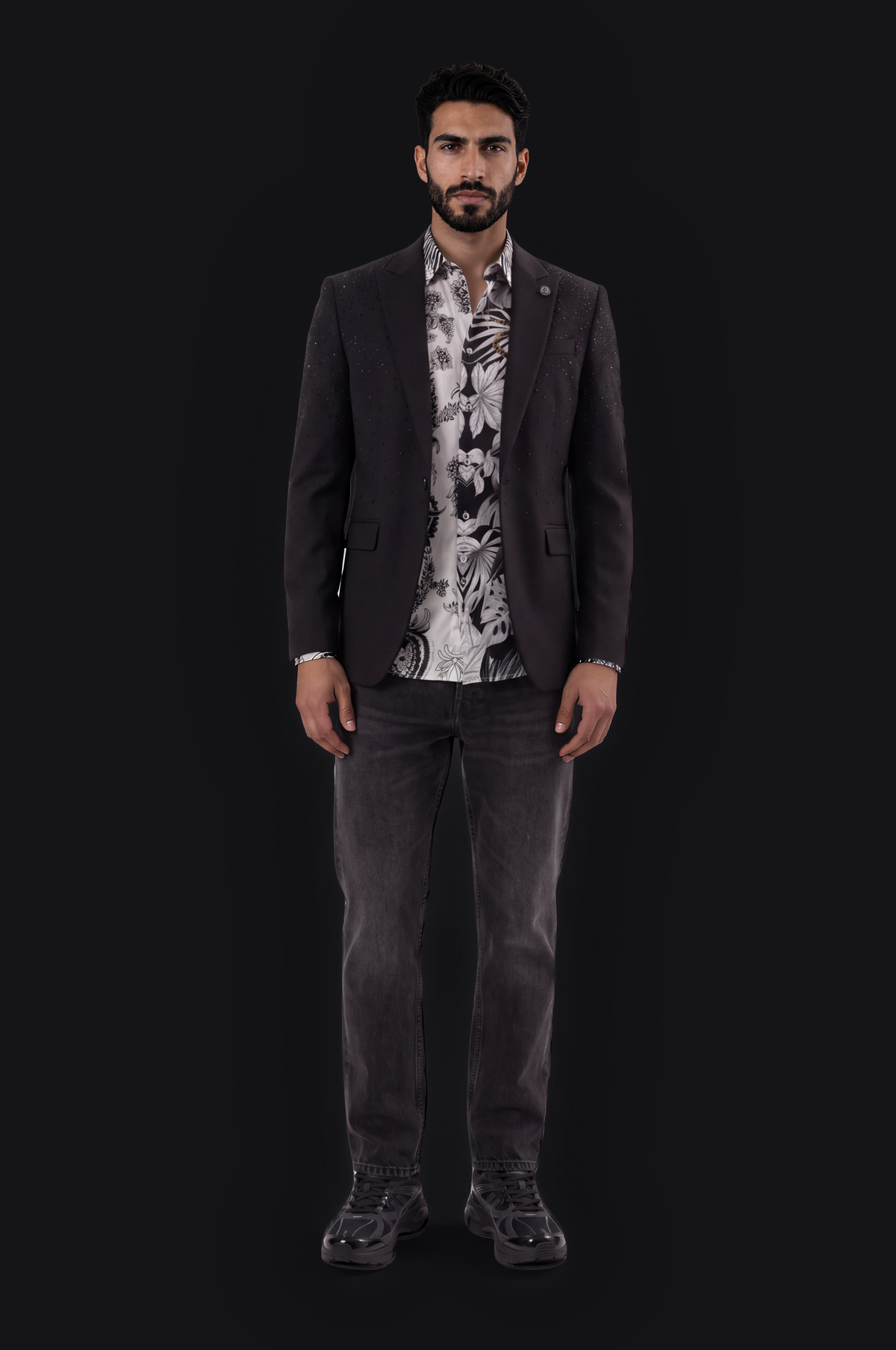 Rhinestone Blazer – Black