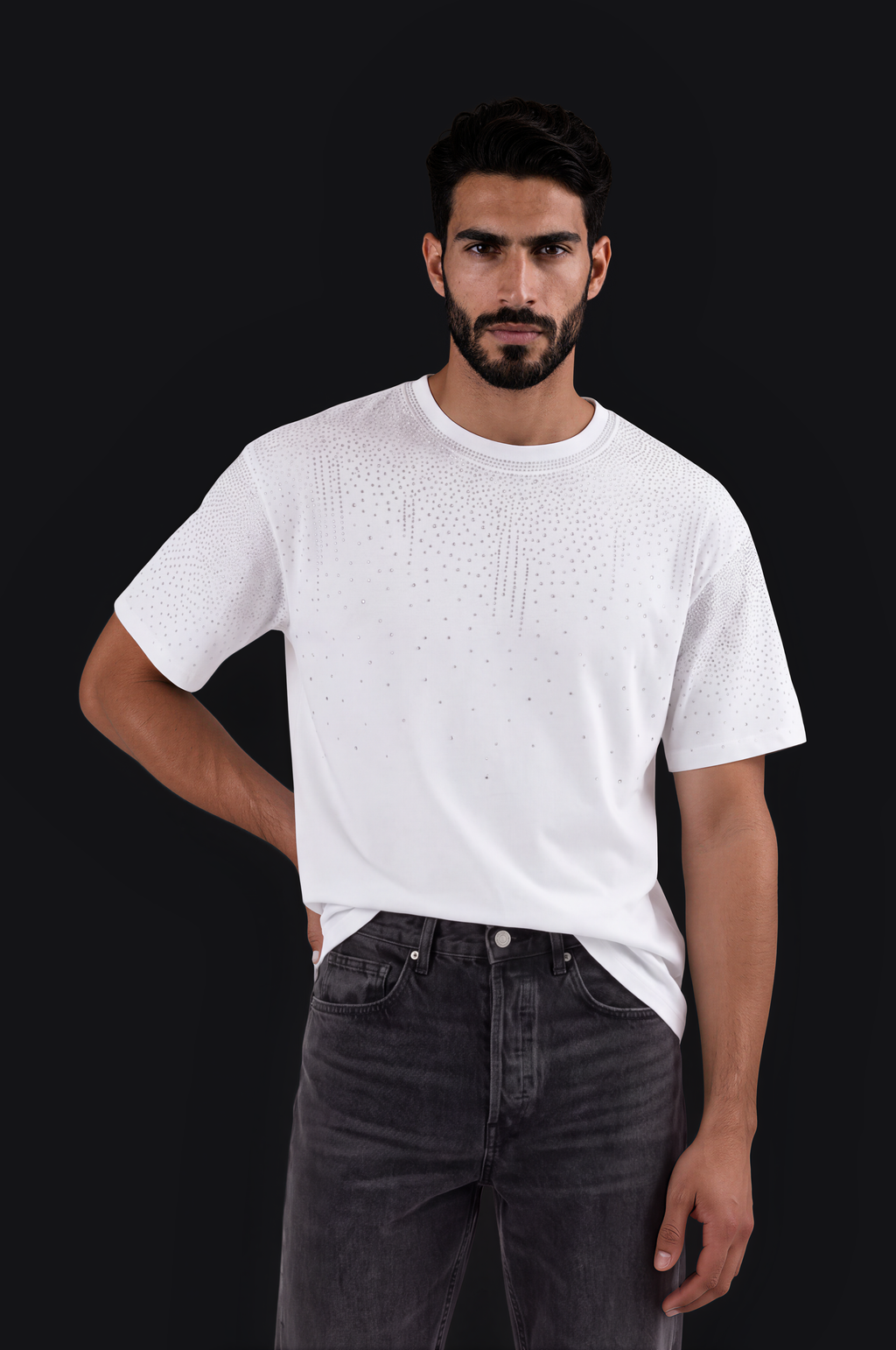 Crystal Shoulder Tee – White — Men
