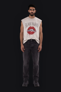 Black Island Lips Sleeveless Tee – White