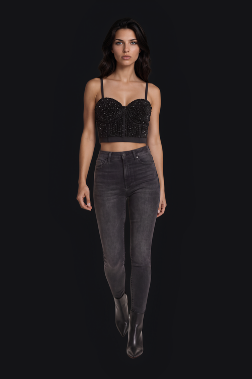 Beaded Bustier – Black — Women