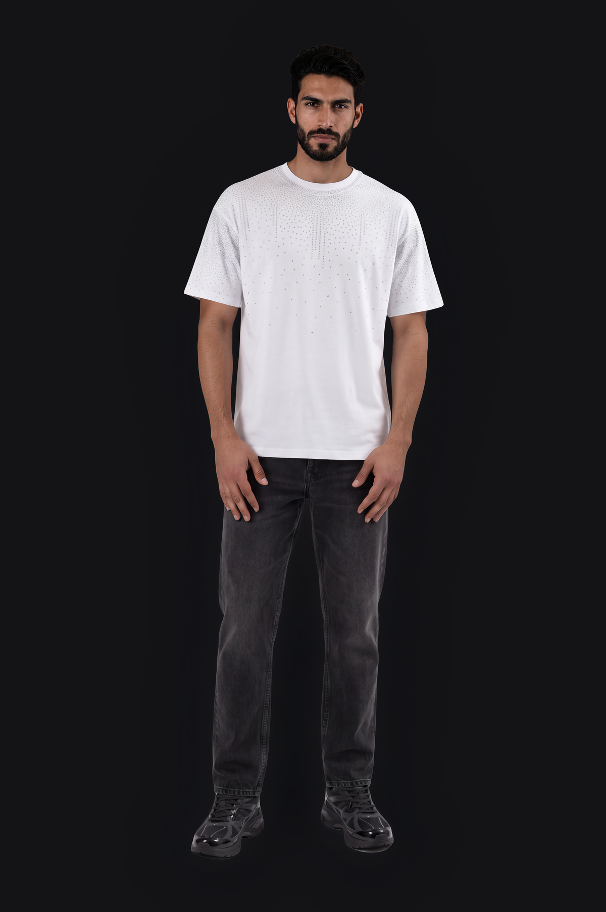 Crystal Shoulder Tee – White — Men