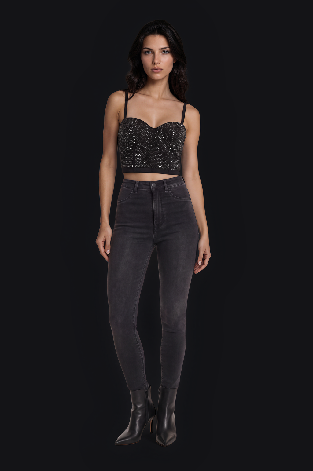 Crystal Corset Top – Black