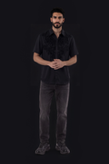 Laser-Cut Floral Shirt – Black