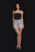 Crystal-Waist Denim Shorts – Grey — Women