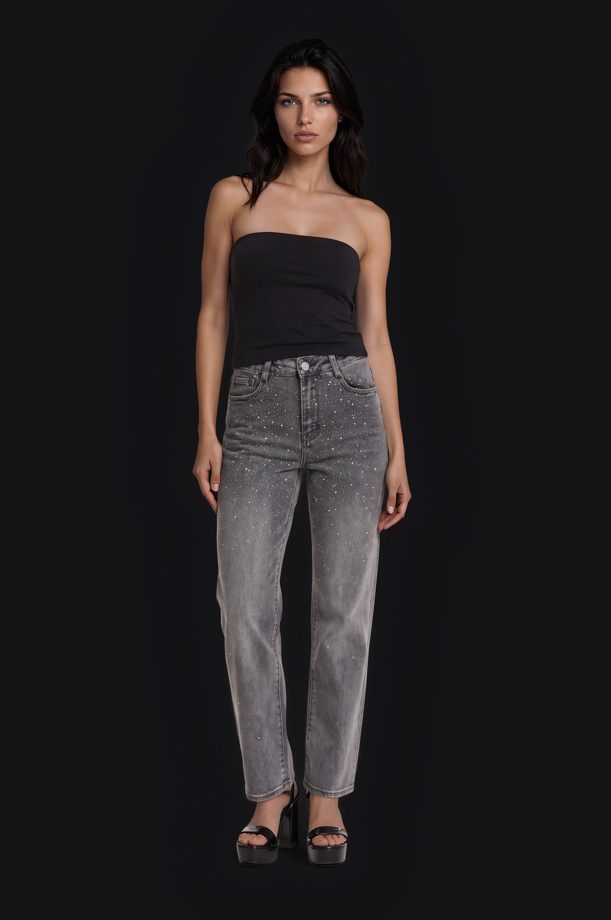 Crystal Ombré Jeans – Grey