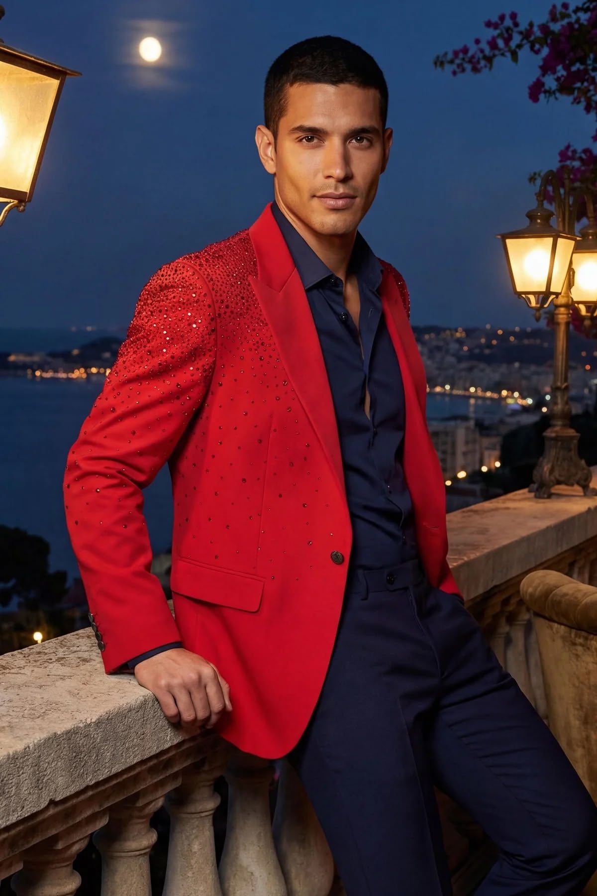 Ombré Crystal Blazer – Red — Men