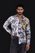 Tiger & Dragon Crystal Shirt – White & Black — Men