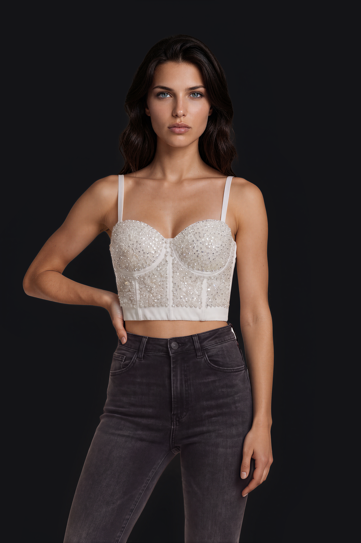 Crystal Corset Top – White